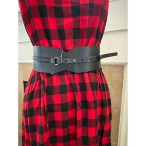 NWT Anthropologie Black Genuine Leather Wide Waist Belt Large